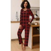 image:imageFindsweet Womens Pajama Set 2 Piece Lounge Outfits Soft Sleepwear Fall Long Sleeve Long Pant With Pockets Ladies Pjs S3XLRed Plaid