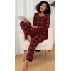 image:imageFindsweet Womens Pajama Set 2 Piece Lounge Outfits Soft Sleepwear Fall Long Sleeve Long Pant With Pockets Ladies Pjs S3XLRed Plaid