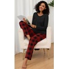 image:imageFindsweet Womens Pajama Set 2 Piece Lounge Outfits Soft Sleepwear Fall Long Sleeve Long Pant With Pockets Ladies Pjs S3XLRed Plaidblack