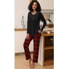 image:imageFindsweet Womens Pajama Set 2 Piece Lounge Outfits Soft Sleepwear Fall Long Sleeve Long Pant With Pockets Ladies Pjs S3XLRed Plaidblack