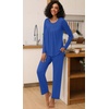 image:imageFindsweet Womens Pajama Set 2 Piece Lounge Outfits Soft Sleepwear Fall Long Sleeve Long Pant With Pockets Ladies Pjs S3XLRoyal Blue