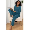 image:imageFindsweet Womens Pajama Set 2 Piece Lounge Outfits Soft Sleepwear Fall Long Sleeve Long Pant With Pockets Ladies Pjs S3XLSmoky Blue