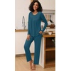 image:imageFindsweet Womens Pajama Set 2 Piece Lounge Outfits Soft Sleepwear Fall Long Sleeve Long Pant With Pockets Ladies Pjs S3XLSmoky Blue