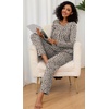 image:imageFindsweet Womens Pajama Set 2 Piece Lounge Outfits Soft Sleepwear Fall Long Sleeve Long Pant With Pockets Ladies Pjs S3XLSpeckled Brown