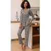 image:imageFindsweet Womens Pajama Set 2 Piece Lounge Outfits Soft Sleepwear Fall Long Sleeve Long Pant With Pockets Ladies Pjs S3XLSpeckled Brown
