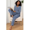 image:imageFindsweet Womens Pajama Set 2 Piece Lounge Outfits Soft Sleepwear Fall Long Sleeve Long Pant With Pockets Ladies Pjs S3XLSpotted Navy Blue