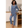 image:imageFindsweet Womens Pajama Set 2 Piece Lounge Outfits Soft Sleepwear Fall Long Sleeve Long Pant With Pockets Ladies Pjs S3XLSpotted Navy Blue