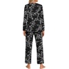 image:imageFindsweet Womens Pajama Set 2 Piece Lounge Outfits Soft Sleepwear Fall Long Sleeve Long Pant With Pockets Ladies Pjs S3XLWhite Black Flower