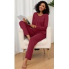 image:imageFindsweet Womens Pajama Set 2 Piece Lounge Outfits Soft Sleepwear Fall Long Sleeve Long Pant With Pockets Ladies Pjs S3XLWine Red