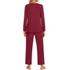 image:imageFindsweet Womens Pajama Set 2 Piece Lounge Outfits Soft Sleepwear Fall Long Sleeve Long Pant With Pockets Ladies Pjs S3XLWine Red