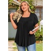 image:imageFindsweet Womens Plus Size Tops Summer Short Sleeve Tunics Casual Shirts Loose Fit M5XLPetal Sleeveblack
