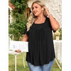 image:imageFindsweet Womens Plus Size Tops Summer Short Sleeve Tunics Casual Shirts Loose Fit M5XLPetal Sleeveblack