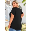 image:imageFindsweet Womens Plus Size Tops Summer Short Sleeve Tunics Casual Shirts Loose Fit M5XLPetal Sleeveblack