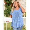 image:imageFindsweet Womens Plus Size Tops Summer Short Sleeve Tunics Casual Shirts Loose Fit M5XLPetal Sleeveblue White Flower