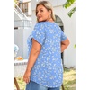 image:imageFindsweet Womens Plus Size Tops Summer Short Sleeve Tunics Casual Shirts Loose Fit M5XLPetal Sleeveblue White Flower