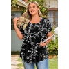 image:imageFindsweet Womens Plus Size Tops Summer Short Sleeve Tunics Casual Shirts Loose Fit M5XLPetal Sleevecarved White  Black