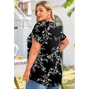 image:imageFindsweet Womens Plus Size Tops Summer Short Sleeve Tunics Casual Shirts Loose Fit M5XLPetal Sleevecarved White  Black