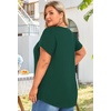 image:imageFindsweet Womens Plus Size Tops Summer Short Sleeve Tunics Casual Shirts Loose Fit M5XLPetal Sleevedark Green