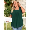 image:imageFindsweet Womens Plus Size Tops Summer Short Sleeve Tunics Casual Shirts Loose Fit M5XLPetal Sleevedark Green