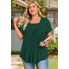 image:imageFindsweet Womens Plus Size Tops Summer Short Sleeve Tunics Casual Shirts Loose Fit M5XLPetal Sleevedark Green
