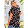 image:imageFindsweet Womens Plus Size Tops Summer Short Sleeve Tunics Casual Shirts Loose Fit M5XLPetal Sleevefl Gypsophila Black