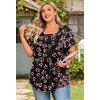 image:imageFindsweet Womens Plus Size Tops Summer Short Sleeve Tunics Casual Shirts Loose Fit M5XLPetal Sleevefl Gypsophila Black