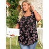 image:imageFindsweet Womens Plus Size Tops Summer Short Sleeve Tunics Casual Shirts Loose Fit M5XLPetal Sleevefl Gypsophila Black