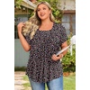 image:imageFindsweet Womens Plus Size Tops Summer Short Sleeve Tunics Casual Shirts Loose Fit M5XLPetal Sleevefloral Black
