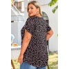 image:imageFindsweet Womens Plus Size Tops Summer Short Sleeve Tunics Casual Shirts Loose Fit M5XLPetal Sleevefloral Black