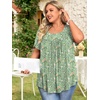 image:imageFindsweet Womens Plus Size Tops Summer Short Sleeve Tunics Casual Shirts Loose Fit M5XLPetal Sleevegreen Flowers