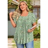 image:imageFindsweet Womens Plus Size Tops Summer Short Sleeve Tunics Casual Shirts Loose Fit M5XLPetal Sleevegreen Flowers