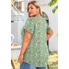 image:imageFindsweet Womens Plus Size Tops Summer Short Sleeve Tunics Casual Shirts Loose Fit M5XLPetal Sleevegreen Flowers