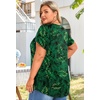 image:imageFindsweet Womens Plus Size Tops Summer Short Sleeve Tunics Casual Shirts Loose Fit M5XLPetal Sleeveleaf Green