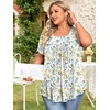 image:imageFindsweet Womens Plus Size Tops Summer Short Sleeve Tunics Casual Shirts Loose Fit M5XLPetal Sleevemacaron Flowers