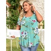image:imageFindsweet Womens Plus Size Tops Summer Short Sleeve Tunics Casual Shirts Loose Fit M5XLPetal Sleevemint Green