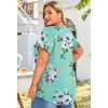 image:imageFindsweet Womens Plus Size Tops Summer Short Sleeve Tunics Casual Shirts Loose Fit M5XLPetal Sleevemint Green