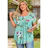 image:imageFindsweet Womens Plus Size Tops Summer Short Sleeve Tunics Casual Shirts Loose Fit M5XLPetal Sleevemint Green