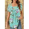 image:imageFindsweet Womens Plus Size Tops Summer Short Sleeve Tunics Casual Shirts Loose Fit M5XLPetal Sleevemint Green