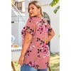 image:imageFindsweet Womens Plus Size Tops Summer Short Sleeve Tunics Casual Shirts Loose Fit M5XLPetal Sleevepeach Pink