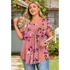 image:imageFindsweet Womens Plus Size Tops Summer Short Sleeve Tunics Casual Shirts Loose Fit M5XLPetal Sleevepeach Pink