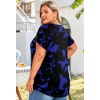 image:imageFindsweet Womens Plus Size Tops Summer Short Sleeve Tunics Casual Shirts Loose Fit M5XLPetal Sleevepurple Print