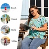 image:imageFindsweet Womens Plus Size Tops Summer Short Sleeve Tunics Casual Shirts Loose Fit M5XLPetal Sleevewhite Lily