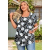 image:imageFindsweet Womens Plus Size Tops Summer Short Sleeve Tunics Casual Shirts Loose Fit M5XLPetal Sleevewhite Lily