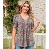 image:imageFindsweet Womens Summer Tunic Tops Casual Dressy Blouses Short Sleeve Shirts M4XLDiamond Check Flower