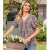 image:imageFindsweet Womens Summer Tunic Tops Casual Dressy Blouses Short Sleeve Shirts M4XLDiamond Check Flower