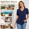 image:imageFindsweet Womens Summer Tunic Tops Casual Dressy Blouses Short Sleeve Shirts M4XLPuff Sleeve Bright Red