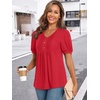image:imageFindsweet Womens Summer Tunic Tops Casual Dressy Blouses Short Sleeve Shirts M4XLPuff Sleeve Bright Red