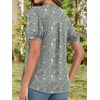 image:imageFindsweet Womens Summer Tunic Tops Casual Dressy Blouses Short Sleeve Shirts M4XLPuff Sleeve Gray Sparrow Flowers