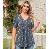 image:imageFindsweet Womens Summer Tunic Tops Casual Dressy Blouses Short Sleeve Shirts M4XLPuff Sleeve Navy Blue Sparrow