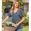 image:imageFindsweet Womens Summer Tunic Tops Casual Dressy Blouses Short Sleeve Shirts M4XLPuff Sleeve Navy Blue Sparrow
